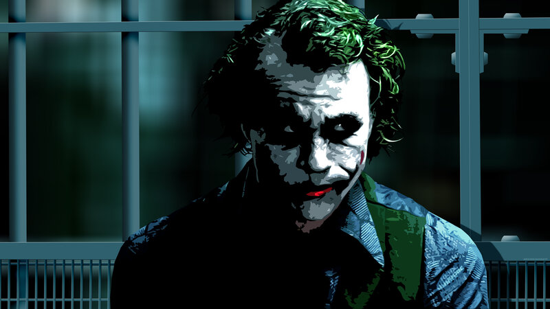 Joker Character Portrait — Black, Dramatic, Digital Art, Face Paint, Green Hair
