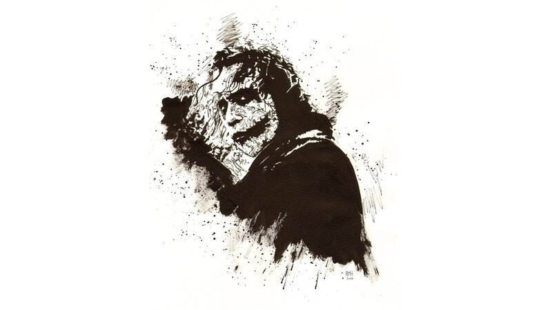 Joker Character Portrait — Black, Dramatic, Illustration