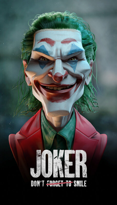 Joker Character Portrait — Green, Dramatic, Digital Art, Green Hair