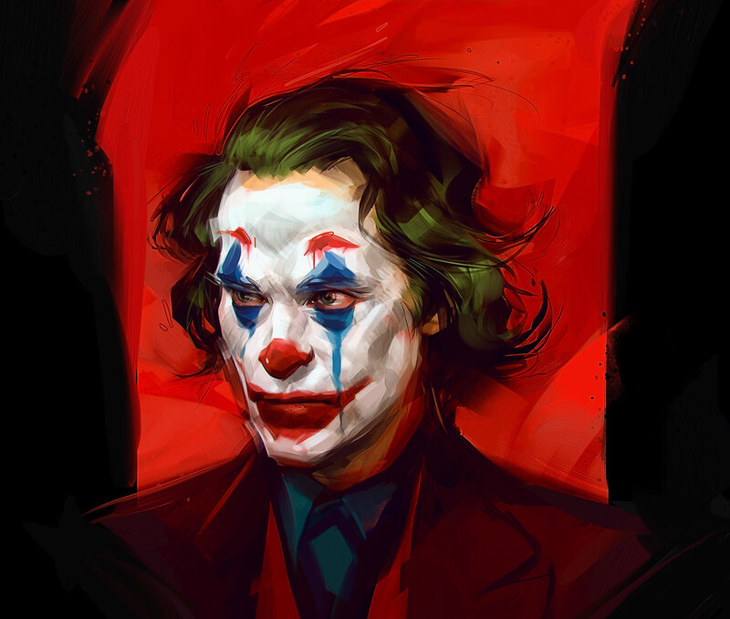 Joker Character Portrait — Red, Dramatic, Digital Art