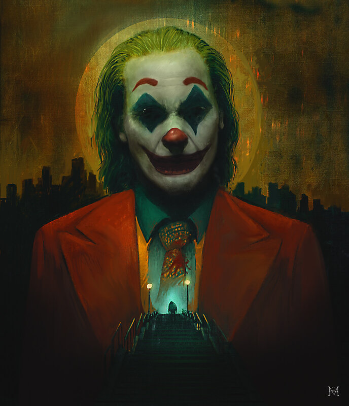 Joker Character Portrait — Red, Dramatic, Night