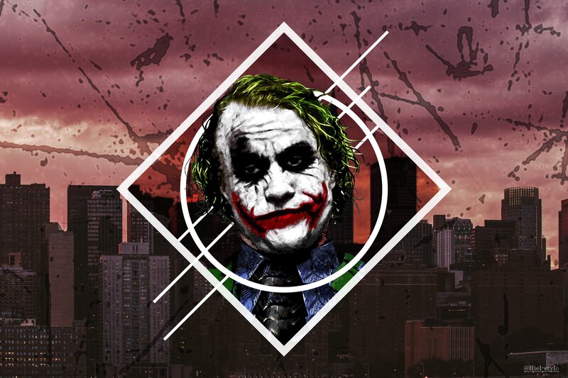 Joker Character Portrait — Red, Dramatic, Sunset