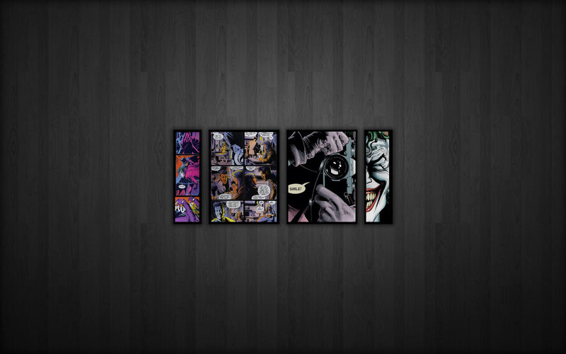 Joker comic panels on wall