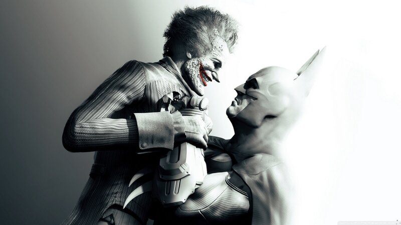 Joker Confronting Batman — Black, Dramatic
