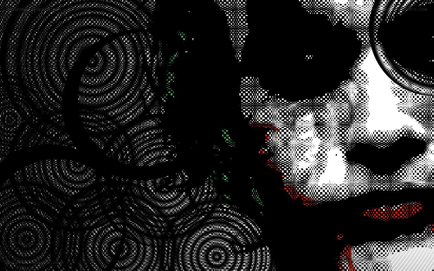 Joker face with psychedelic patterns