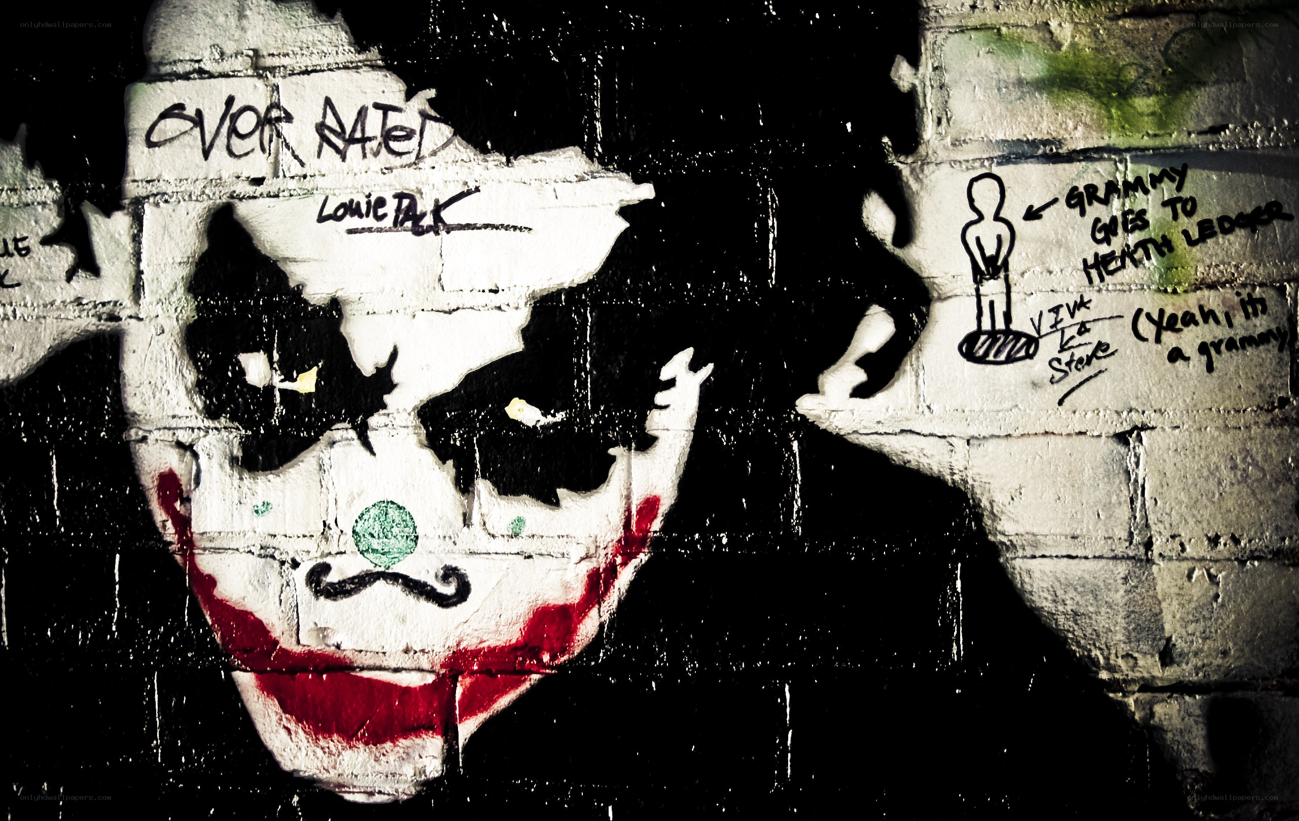 Joker graffiti on brick wall