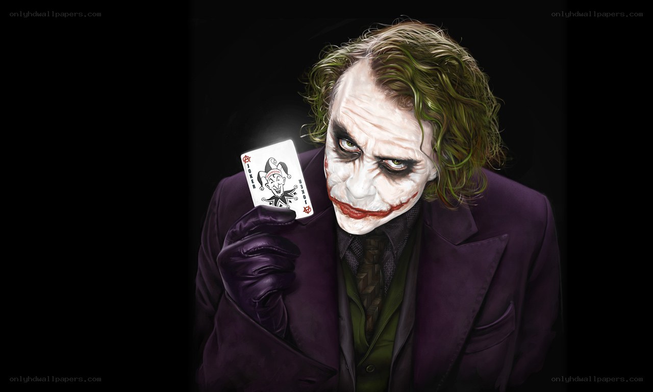 Joker holding a card