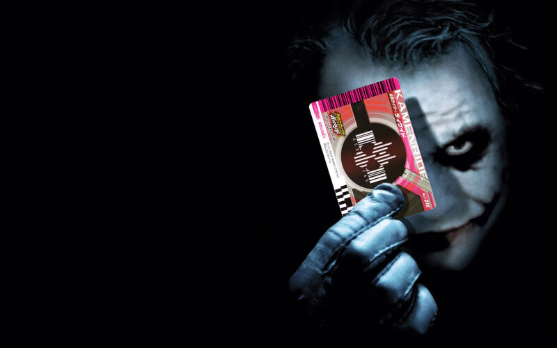 Joker holding a card