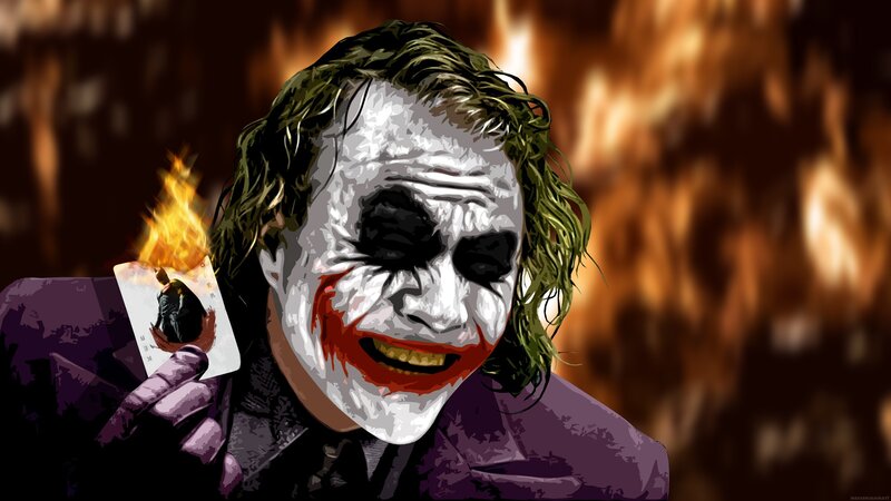 Joker Holding Burning Card