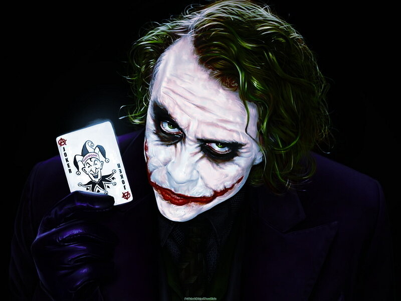 Joker Holding Card — Black, Dramatic, Digital Art