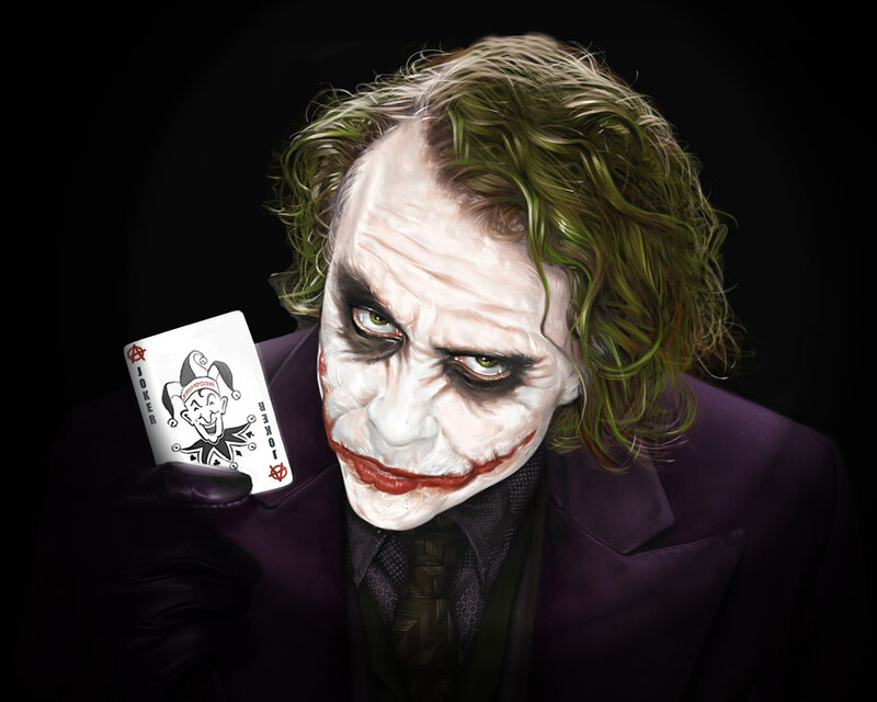 Joker Holding Card — White