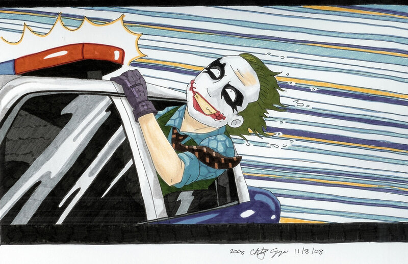 Joker in a police car