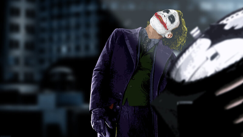 Joker in cityscape