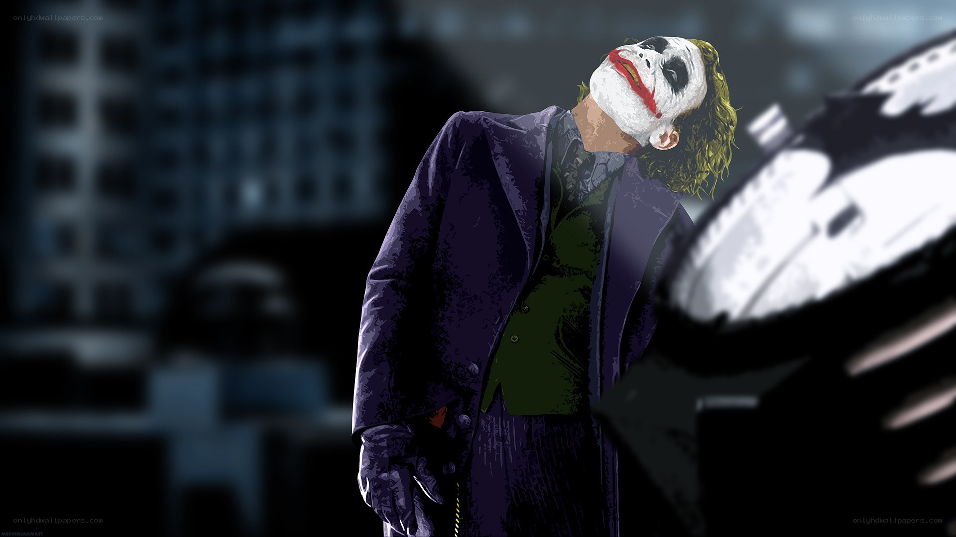 Joker in cityscape