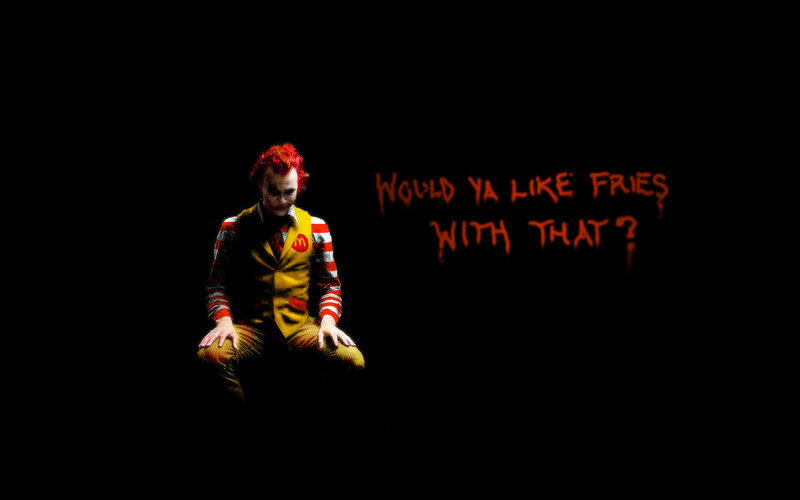 Joker in Mcdonalds Uniform — Black, Dark, Dramatic, Night, Digital Art