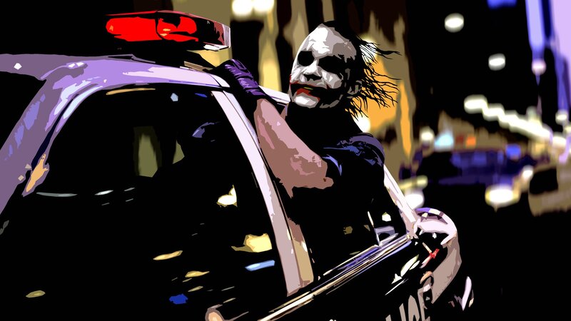Joker in Police Car — Black, Dramatic