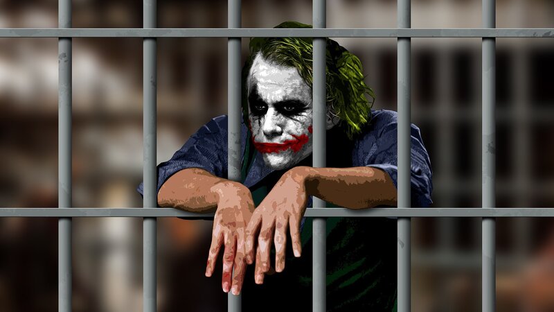 Joker in Prison Cell — Gray