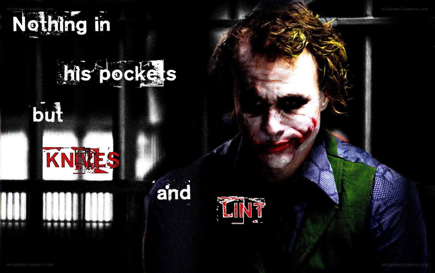 Joker in prison with text