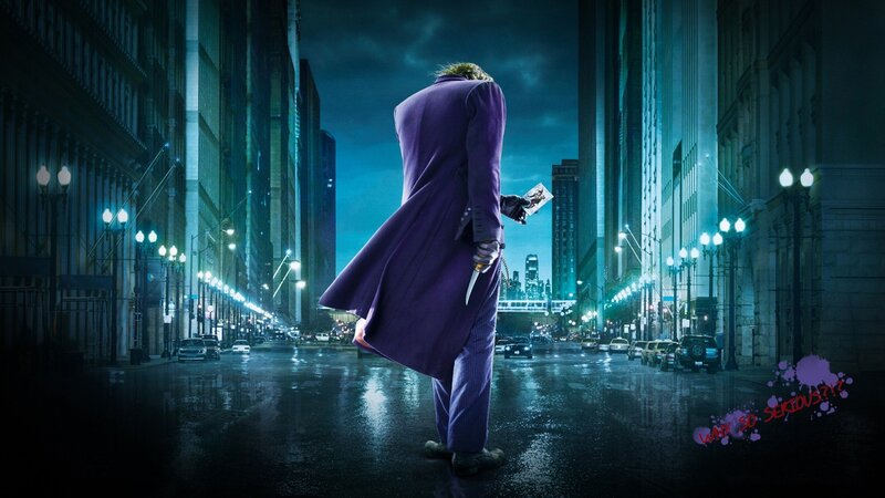 Joker in Purple Coat — Dramatic, Night, Photograph