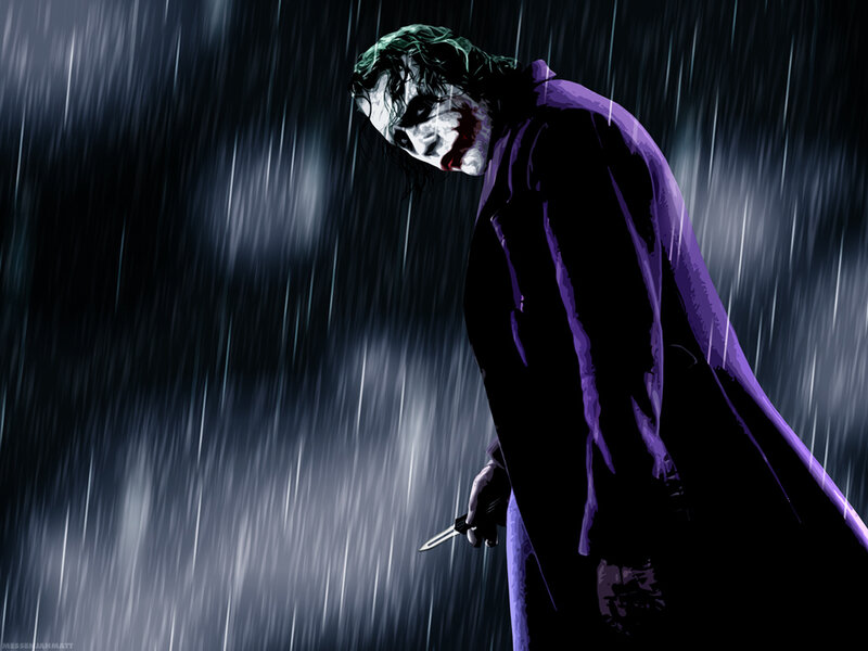 Joker in Rain — Purple, Dramatic