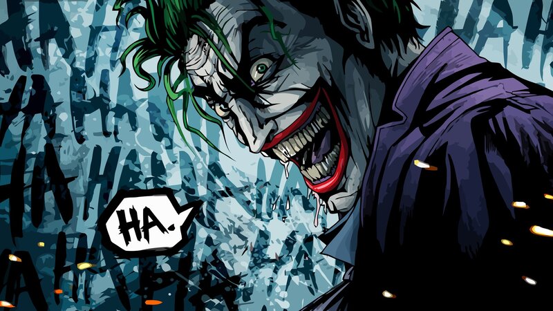 Joker Laughing — Blue, Dramatic, Comic