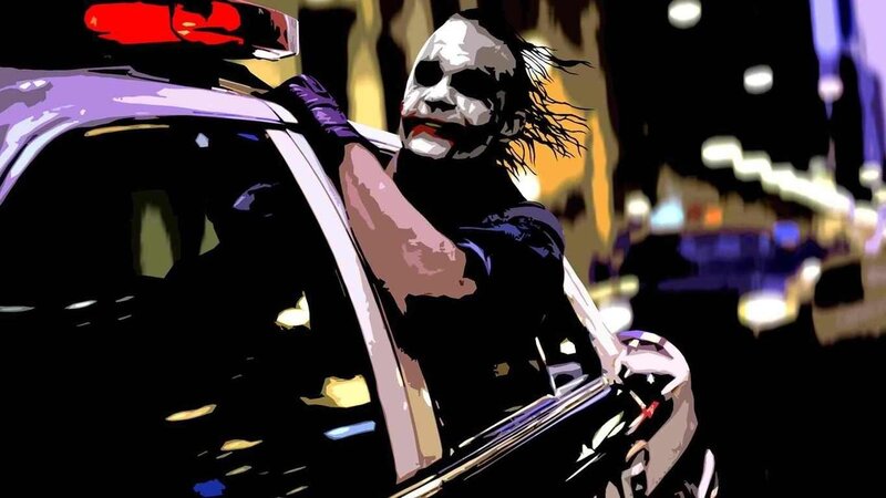 Joker Leaning on Car — Black, Dramatic