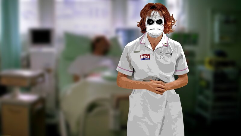 Joker nurse in hospital