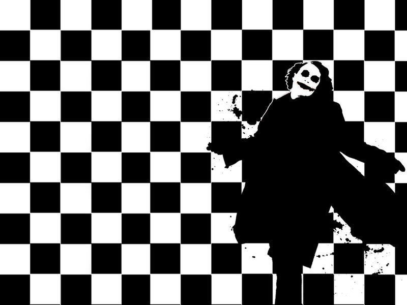 Joker on checkered background