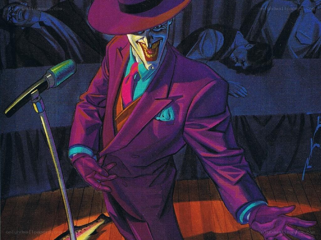 Joker on stage with microphone