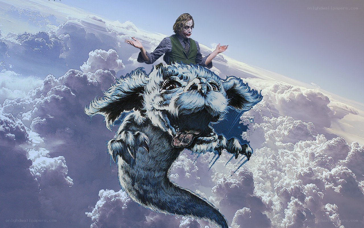 Joker riding a mythical creature