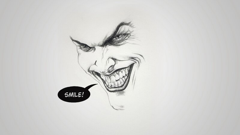 Joker's Face — Black, Menacing, Illustration, Speech Bubble