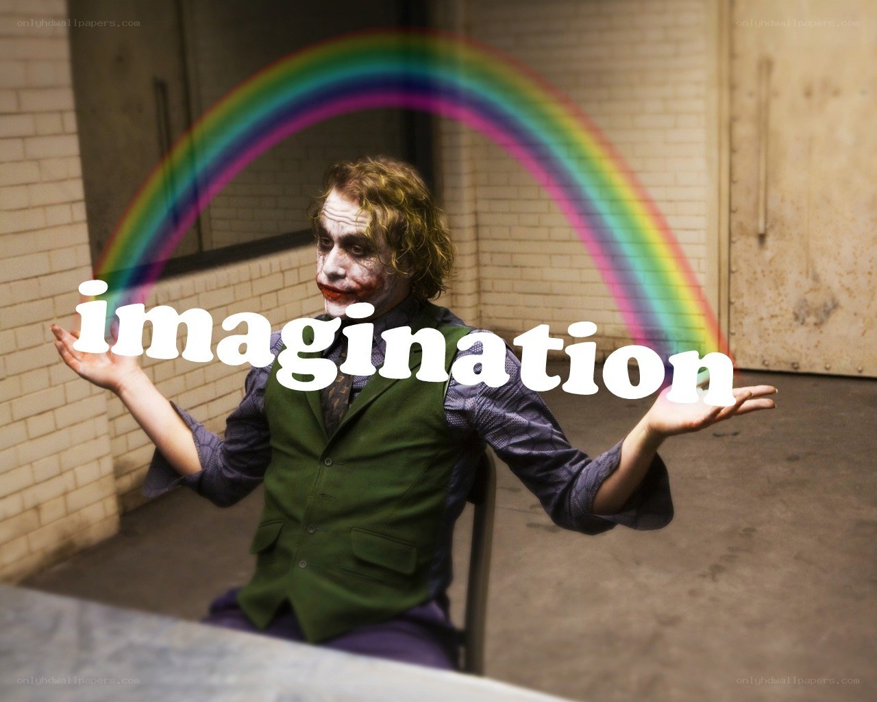 Joker with rainbow and text