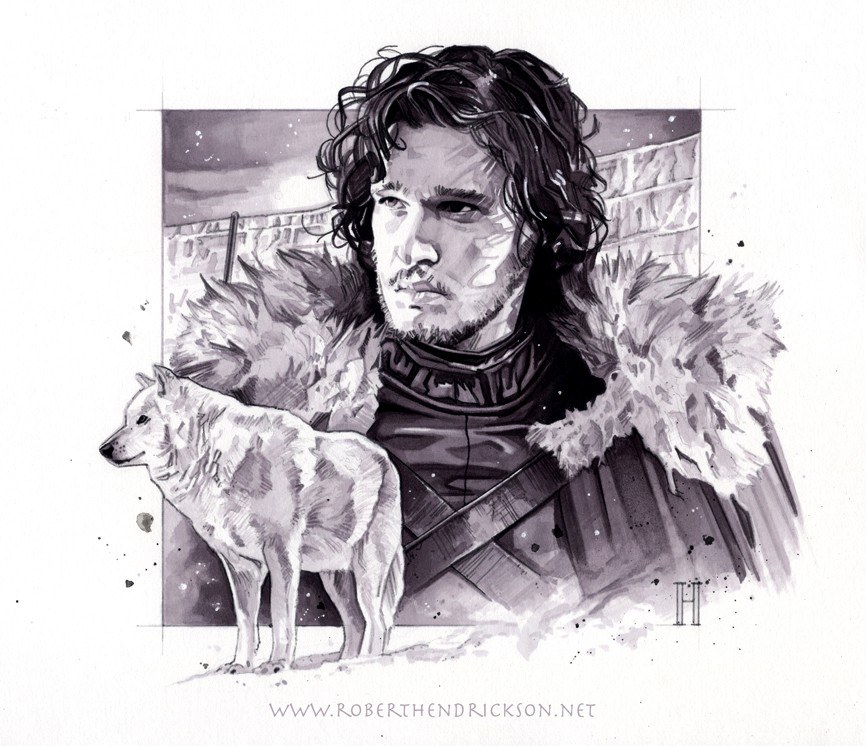 Jon Snow and his direwolf