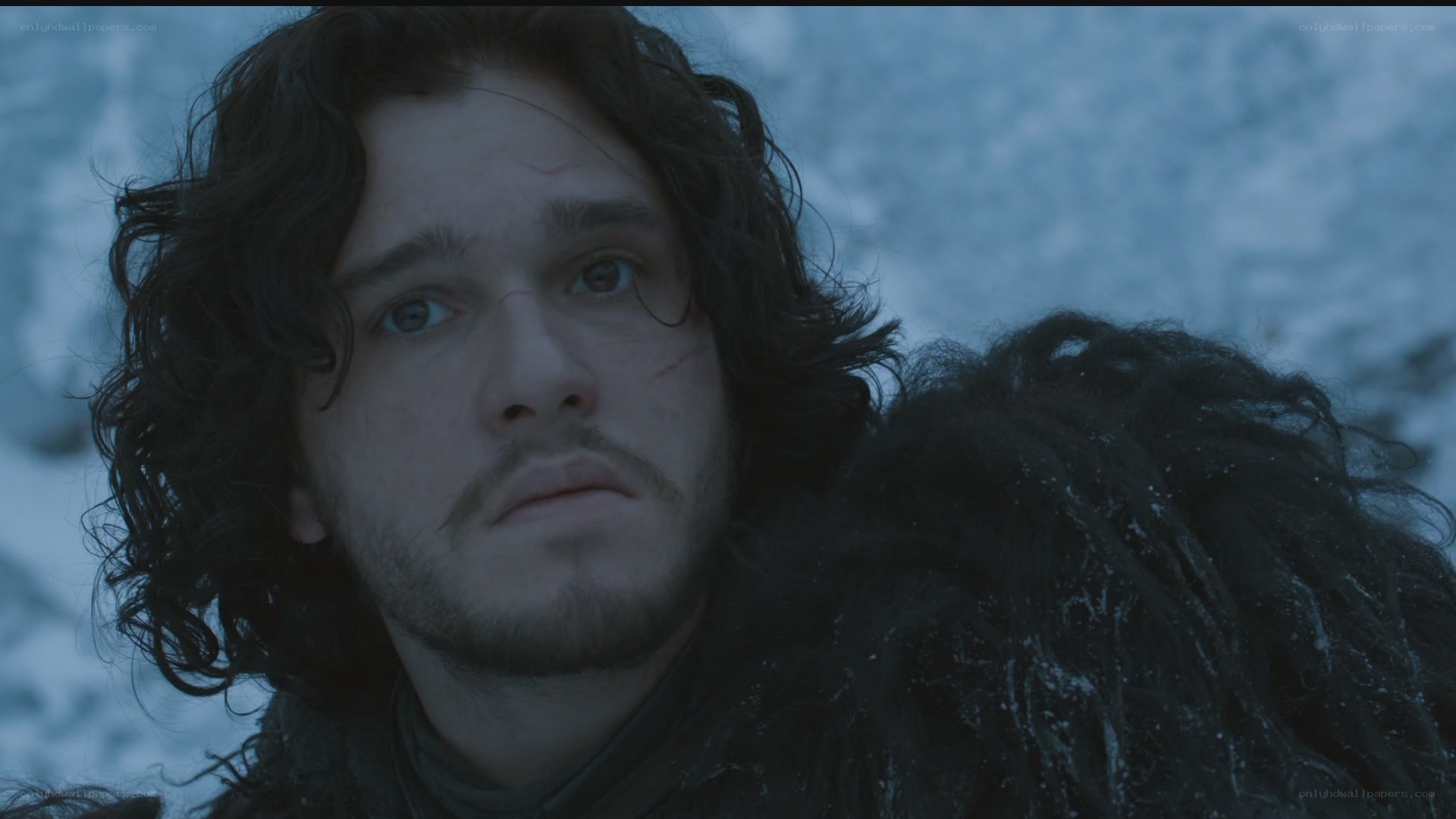 Jon Snow in snowy landscape