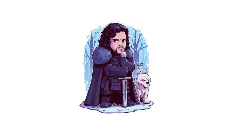 Jon Snow with White Wolf