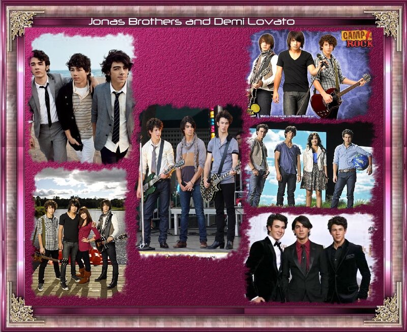 Jonas Brothers and Demi Lovato collage
