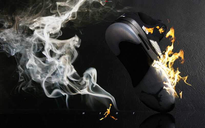 Jordan shoe with fire and smoke