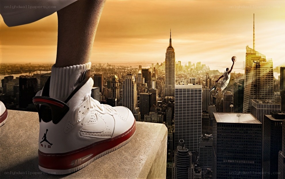 Jordan sneaker over cityscape
