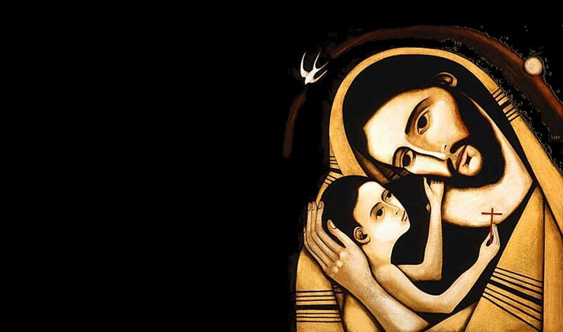Joseph Holding Jesus Child — Black