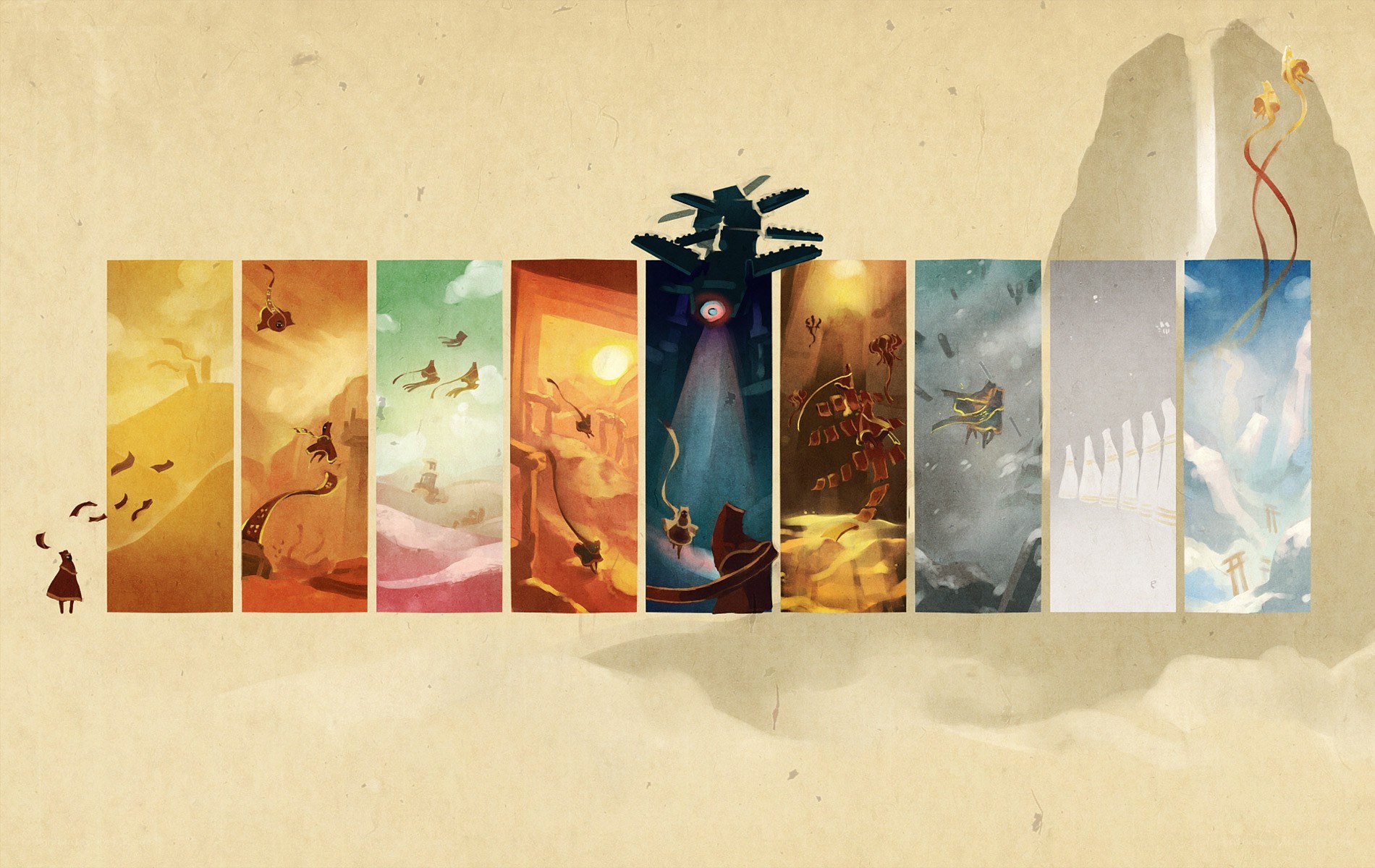 Journey game scenes collage