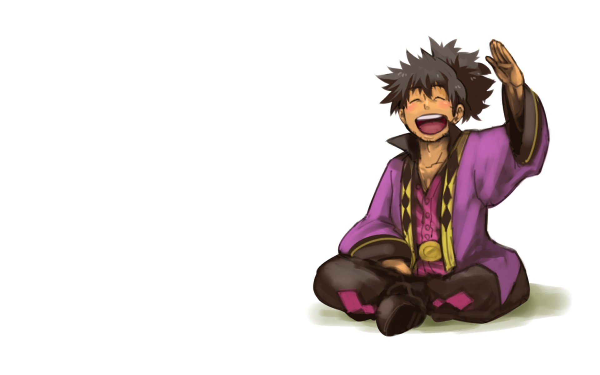 joyful anime character waving