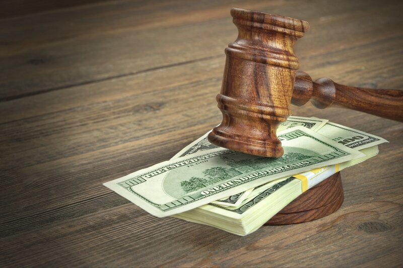 Judge's Gavel on Money — Brown