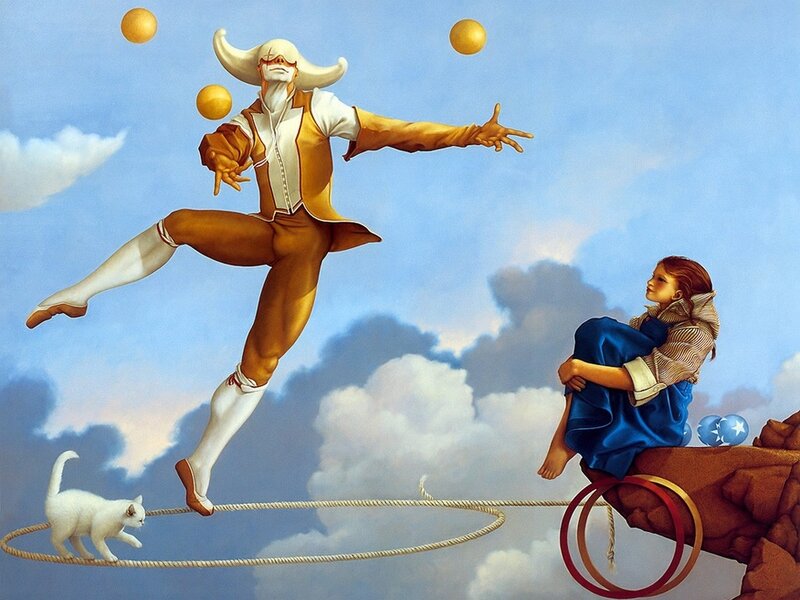 Juggler on a Tightrope — Blue, Dreamy