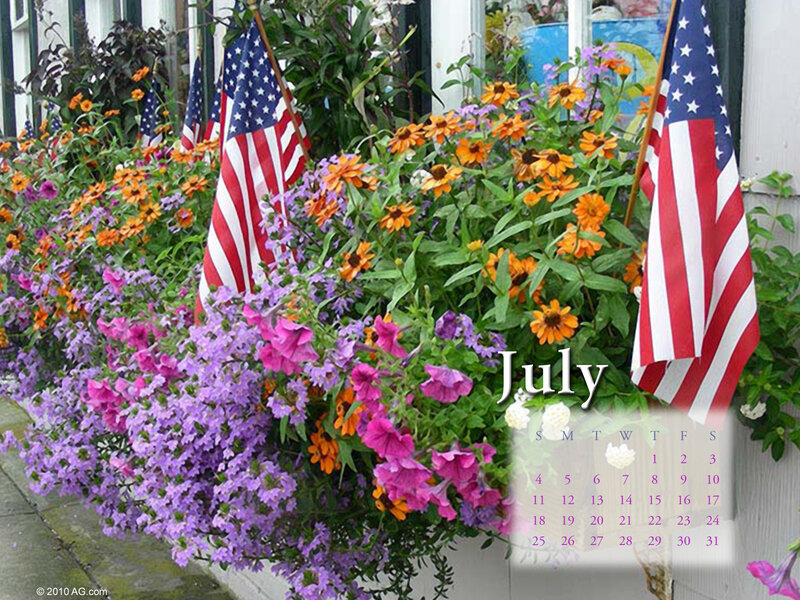 July flowers and flags