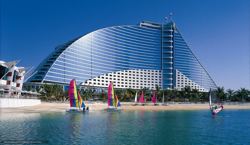 Jumeirah Beach Hotel with sailboats