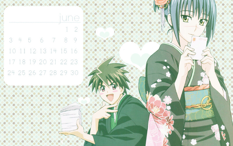 June calendar with anime couple