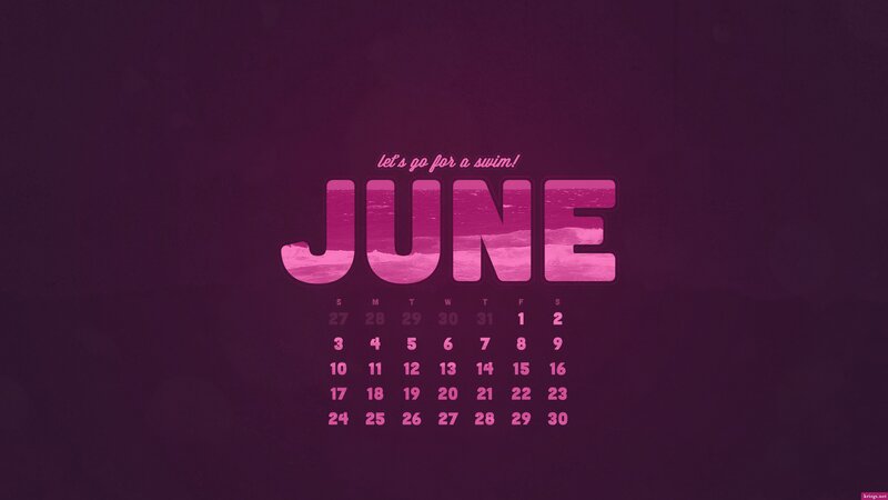 June calendar with swim quote