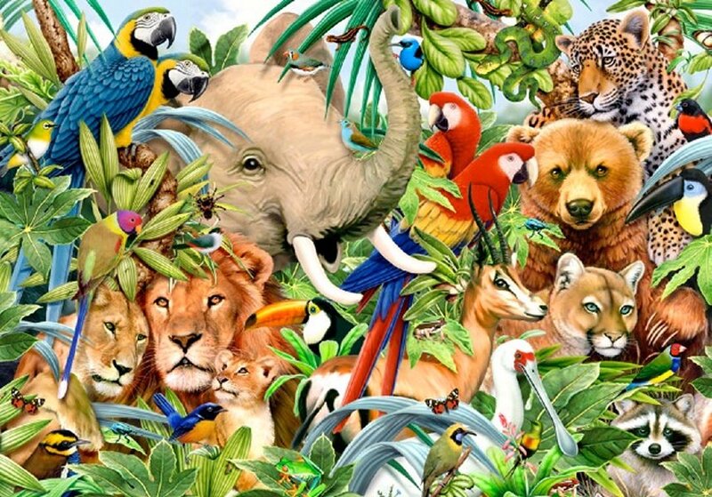 Jungle Animals Gathering — Green