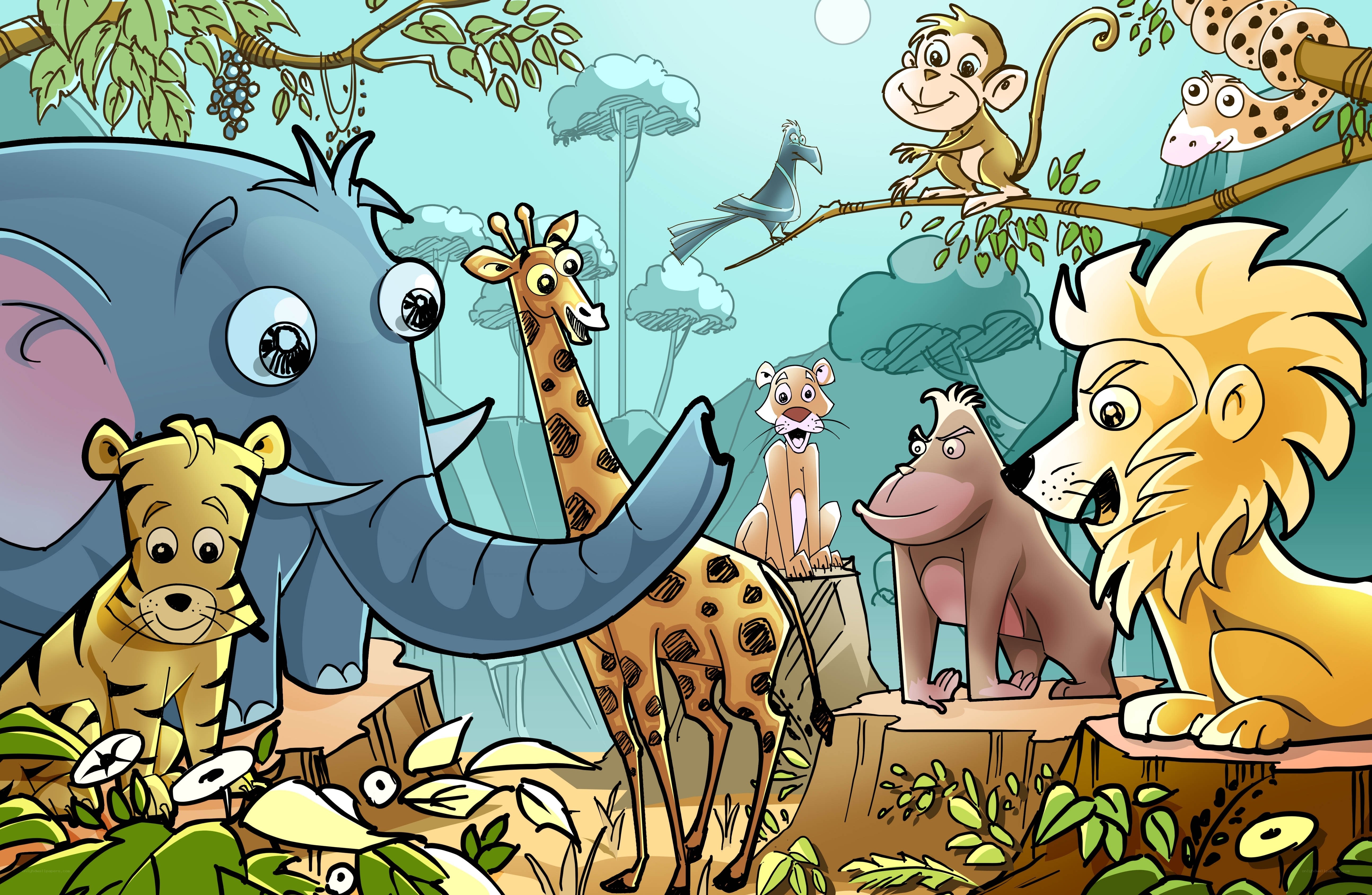 jungle animals gathering
