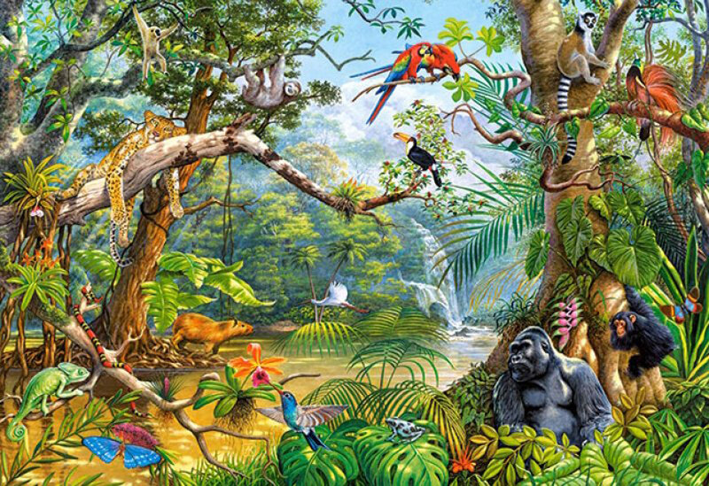 Jungle Animals in Habitat — Green